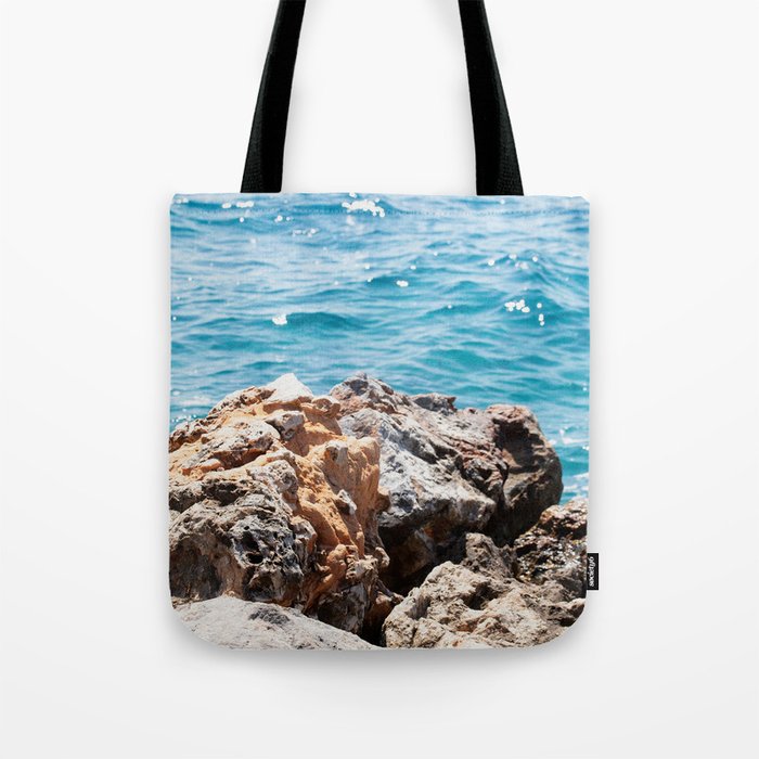 Vibrant Cascades: Colorful Volcanic Rock with Turquoise Water Tote Bag