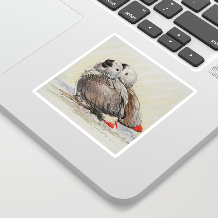 African grey parrot babies Sticker