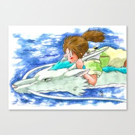 Ghibli Spirited Away Sky Illustration Canvas Print