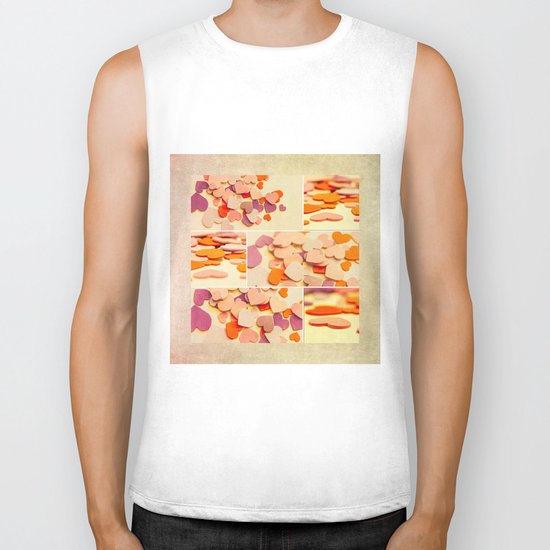 heart mosiac Biker Tank