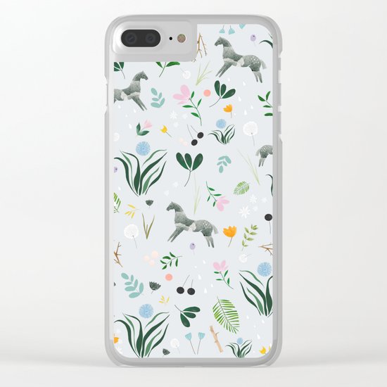Green Horses Clear iPhone Case