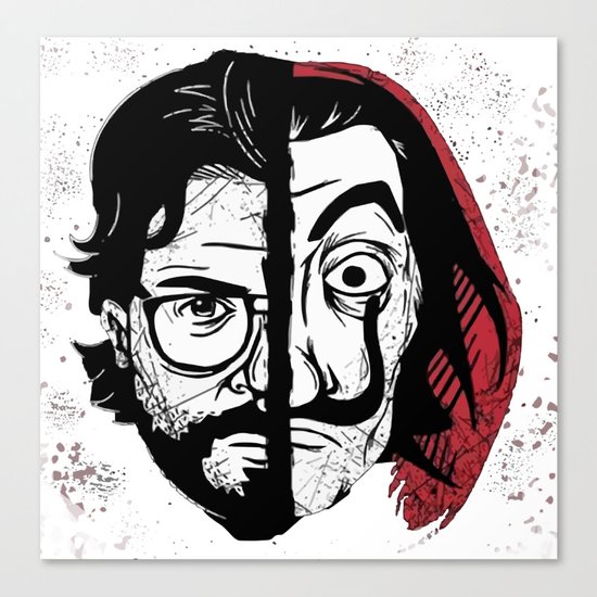 La Casa De Papel Professor And Salvador Dali Mask Canvas Print