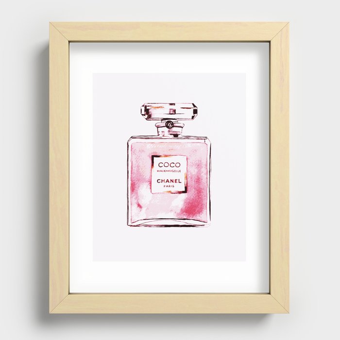 Classic Pink, Perfume bottle, Fashion Cute Minimalism Poster Recessed  Framed Print by myartspace