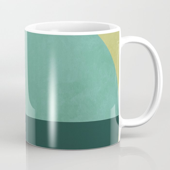 mid mod geometry green teal nature 2 Coffee Mug