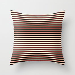 [ Thumbnail: Light Yellow, Brown & Black Colored Lines/Stripes Pattern Throw Pillow ]