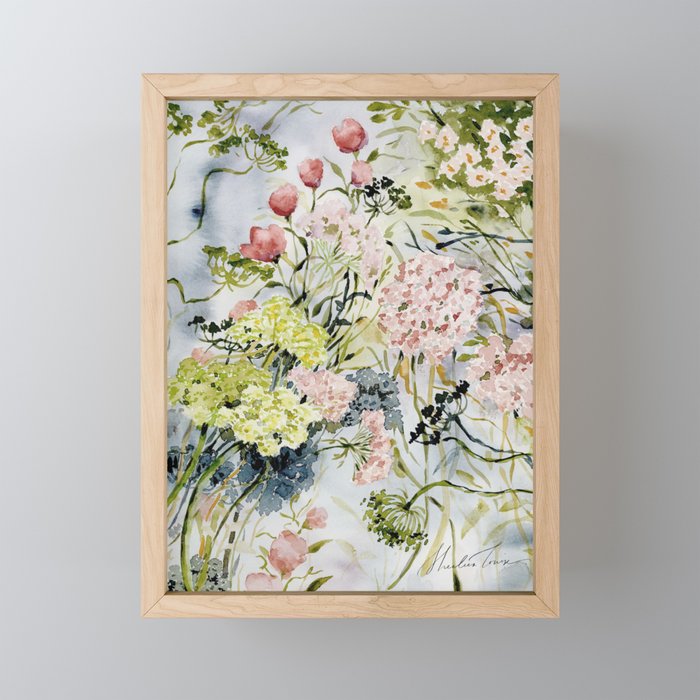 Moody Garden Flowers Framed Mini Art Print