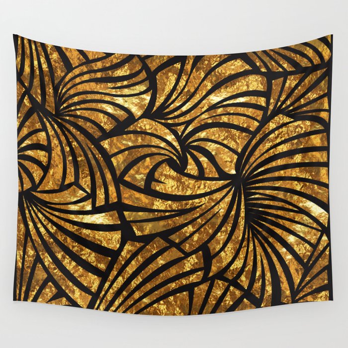 Floral Essence in Gold Wall Tapestry