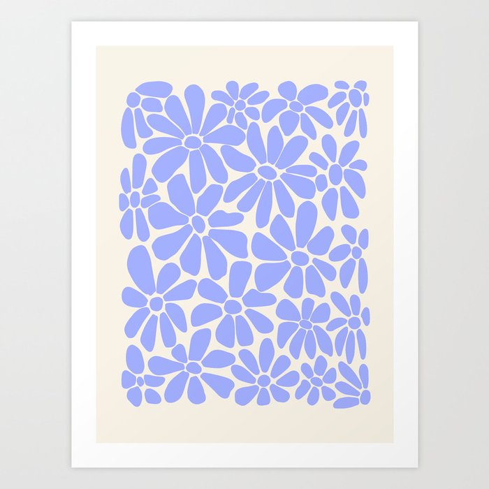 Lavender - Retro Floral  Art Print