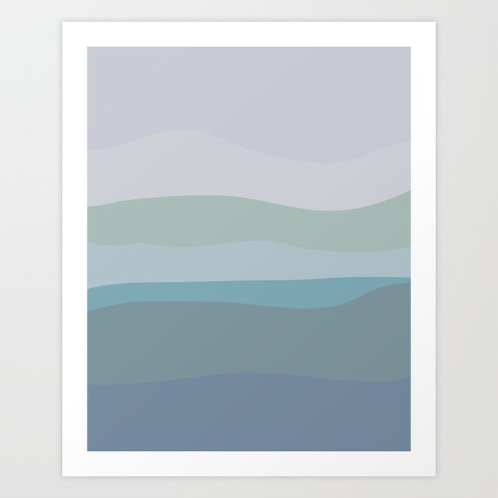 Calming Ocean Waves in Soft Dusty Pastels Art Print