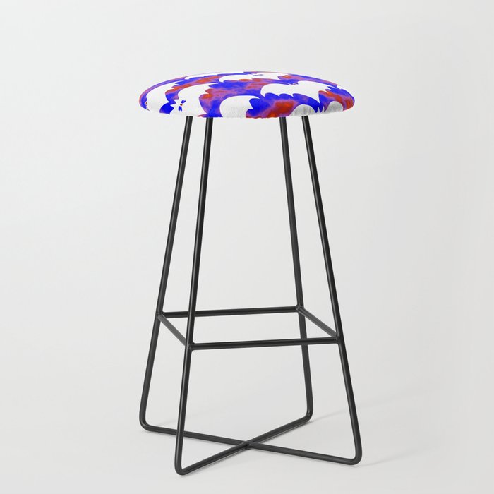White Bats And Bows Red Blue Bar Stool