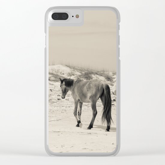 Wild Horses 6 - Black and White Clear iPhone Case
