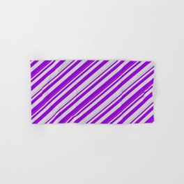 [ Thumbnail: Dark Violet and Light Gray Colored Lines Pattern Hand & Bath Towel ]