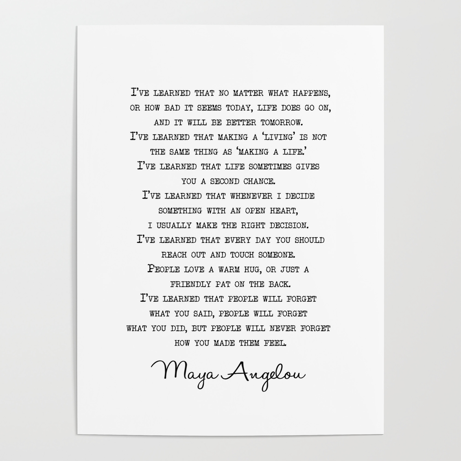 Maya Angelou Framed Poster When Someone Shows You Who They Are Black History Quote