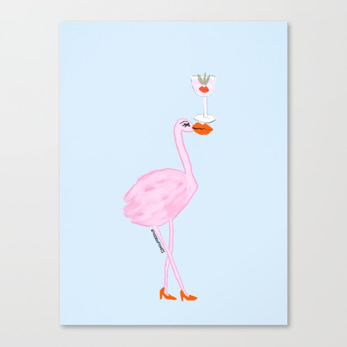 Happy Hour Flamingo Canvas Print