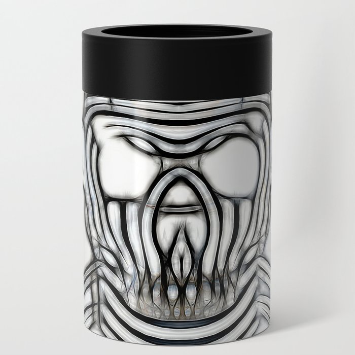 Skull And Crossbones Black And White Stripe Can Cooler