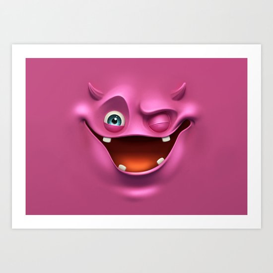 Winking face Art Print