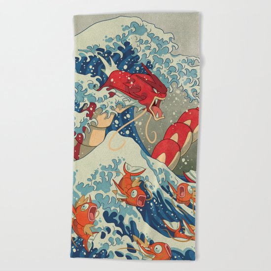 The Great Red Wave Beach Towel