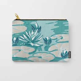 Monets Waterlilies Pattern — Mint Green Carry-All Pouch