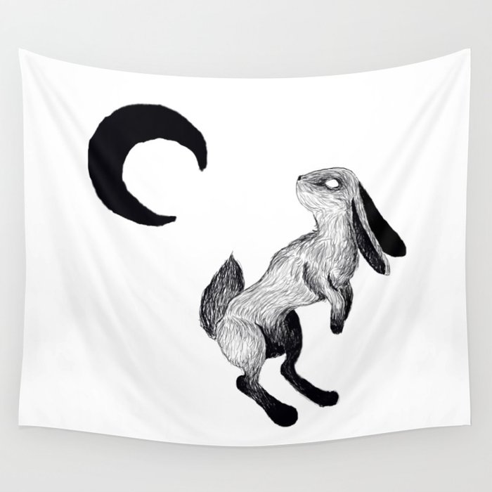 The Hare and Her Moon Wall Tapestry