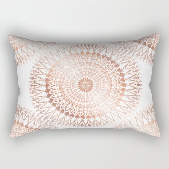 Rose Gold White Mandala Rectangular Pillow