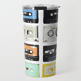 Collection of various vintage audio tapes on white background. Each one is shot separately Travel Mug
