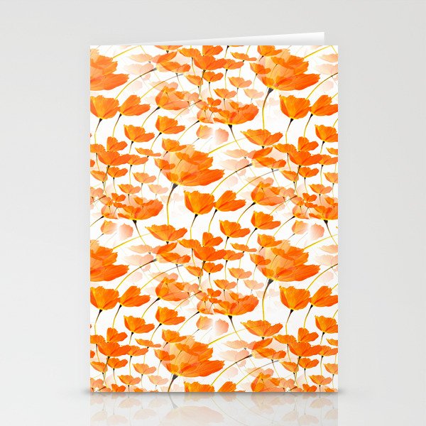 Lot of Lovely Orange Poppies White Background #decor #buyart #society6 Stationery Cards