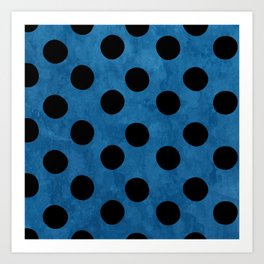 Watercolor Navy Blue And Black Polka Dot Retro Pattern Navy Blue And Black Polka Dot Background Art Print