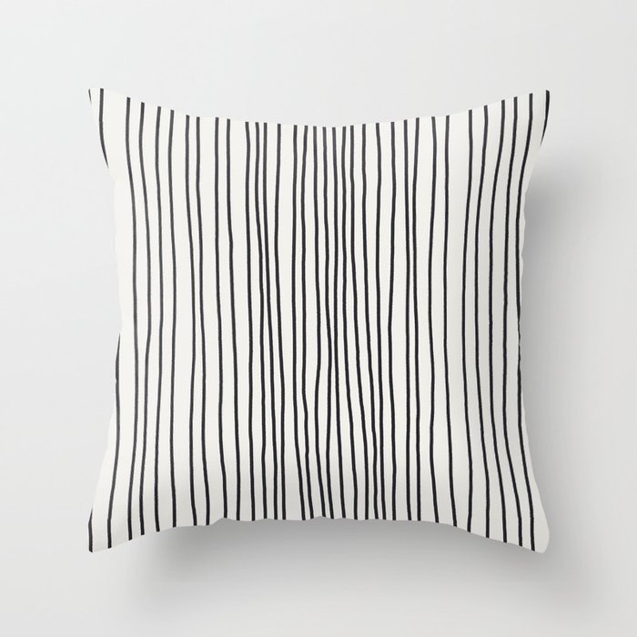 Black and White Vertical Rust Stripes Throw Pillow