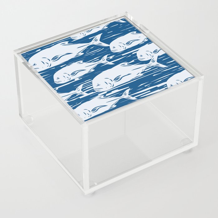 Giant Trevally Ulua Pattern in Blue Acrylic Box