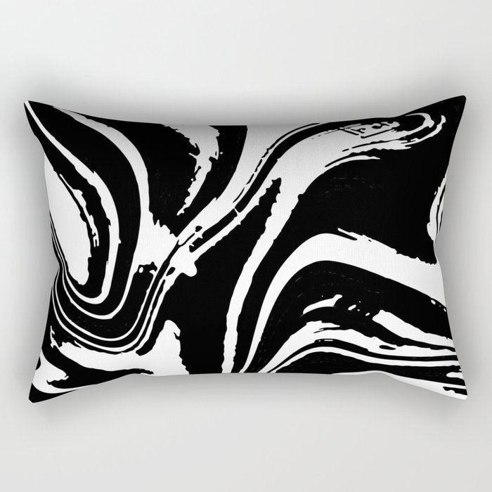 Abstract Swirl Marble (black/white) Rectangular Pillow