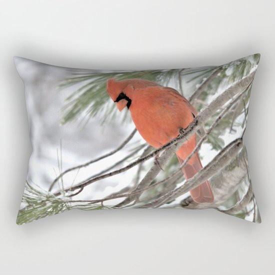 Snow Globe Cardinal (square) Rectangular Pillow