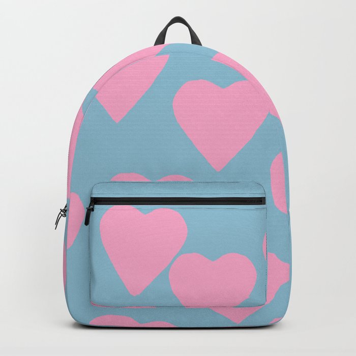 Hearts Pink on Blue Backpack