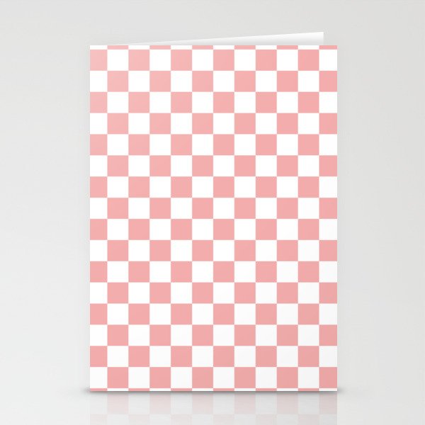 Large Lush Blush Pink and White Checkerboard Squares Stationery Cards