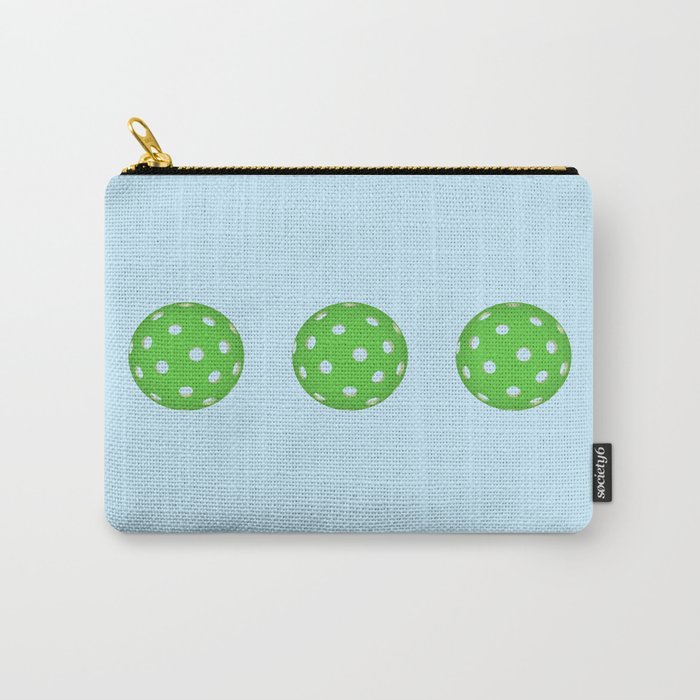 Pickleballs in a row. Green and Blue Carry-All Pouch
