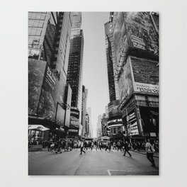 The busy streets of New York City | People crossing NYC crosswalk | Black and white travel photography Canvas Print
