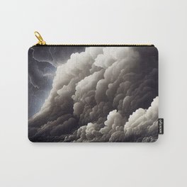 an illustration of dangerous thunder clouds incoming, big strong catastrophe Carry-All Pouch | Dramatic, Bright, Cloud, Beam, Catastrophe, Flash, Light, Background, Dangerous, Abstract 