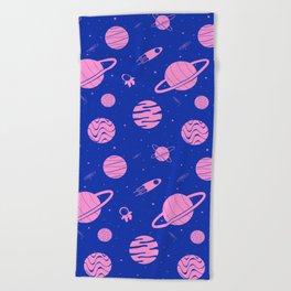 pinky planet(blue) Beach Towel