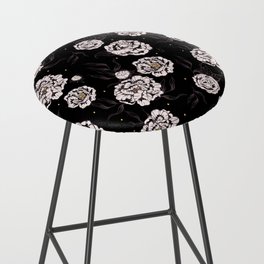 Black And White Vintage Flower Power Floral Pattern 60s 70s Retro Bar Stool
