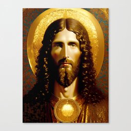 Golden Jesus portrait - classic iconic depiction Canvas Print