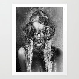 Bipolar Art Print | Black and White, Mixed Media, Scary, Pop Surrealism 