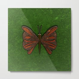 Rusty Butterfly Green. Metal Print