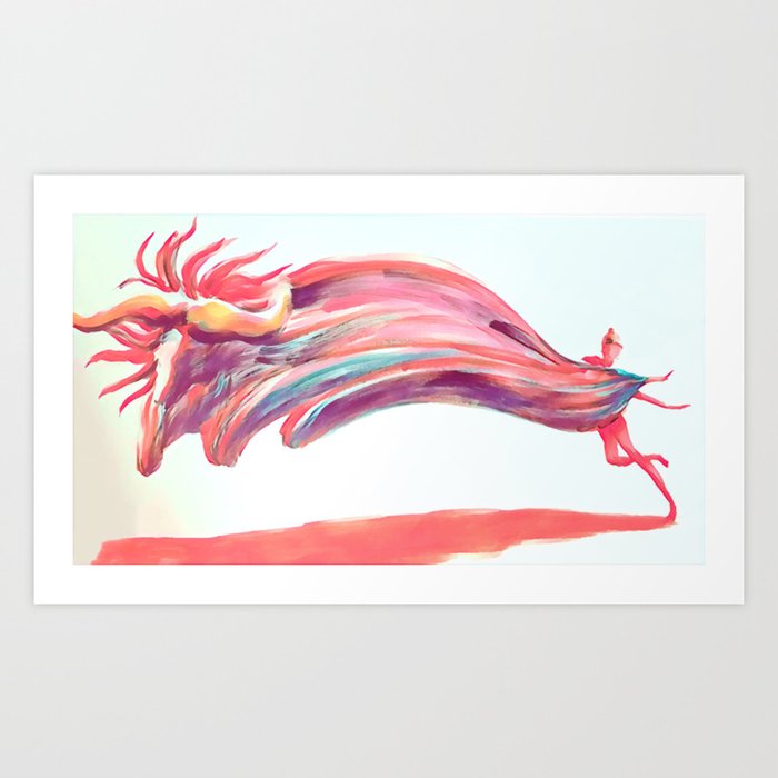 Waved Ballet Dancer Pink Art Art Print