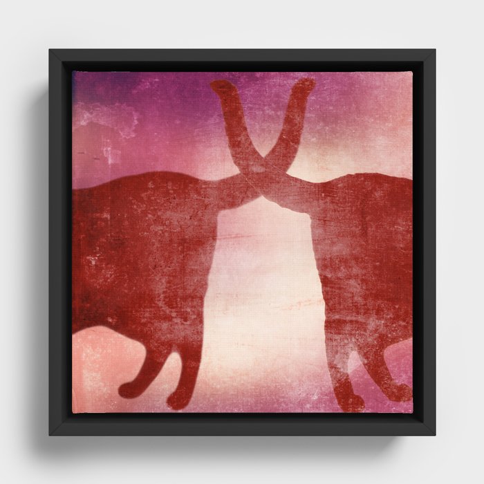 Dispersing Burgundy Cats Framed Canvas