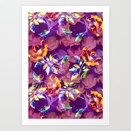 Watercolor Floral Pattern Art Print