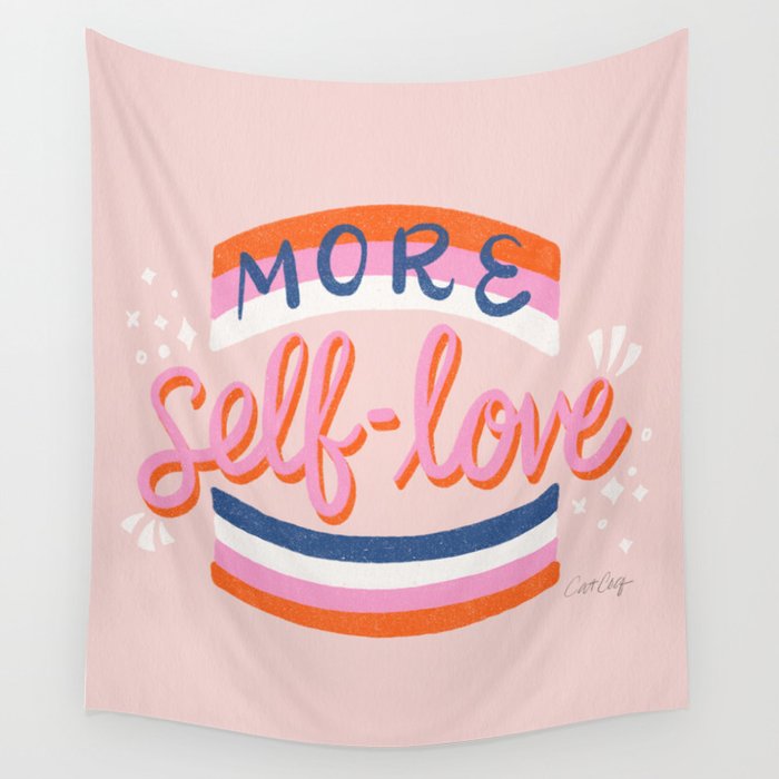 More Self Love – Pink & Blue Wall Tapestry