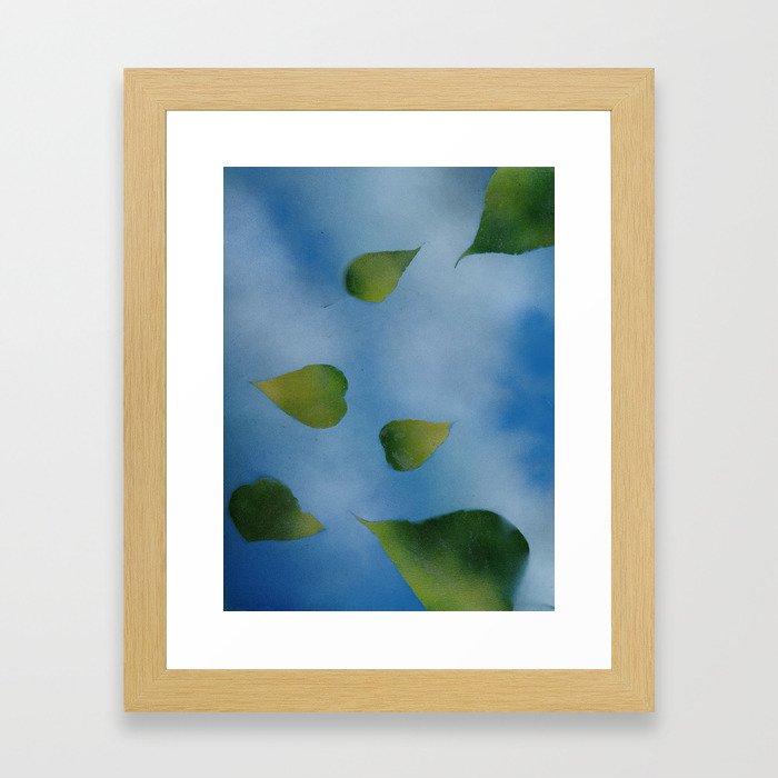 Green Leaves falling Framed Art Print