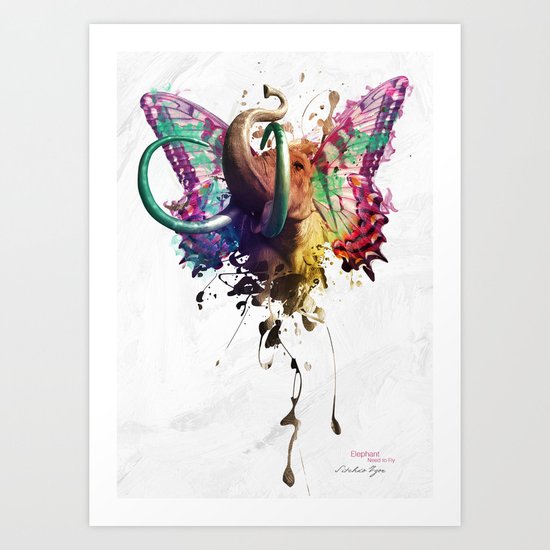 Elephant Need to Fly Art Print