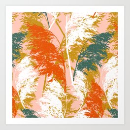 Pampas Breeze - Blush Sunset  Art Print