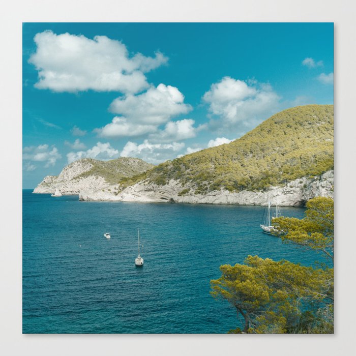 Spain Photography - Beautiful Sea Water By The Mountains Canvas Print