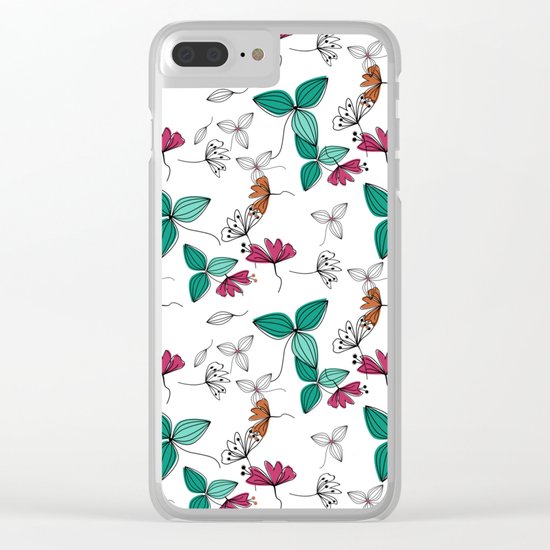 Retro .Floral pattern Rustic Clear iPhone Case
